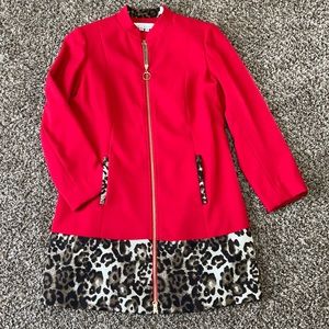 Red and Leopard jacket.